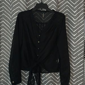 Black sheer top long sleeves